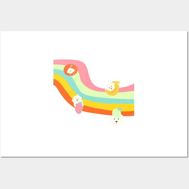 Cute Rainbow Fruit Dog Wall Art by PatternbyNOK